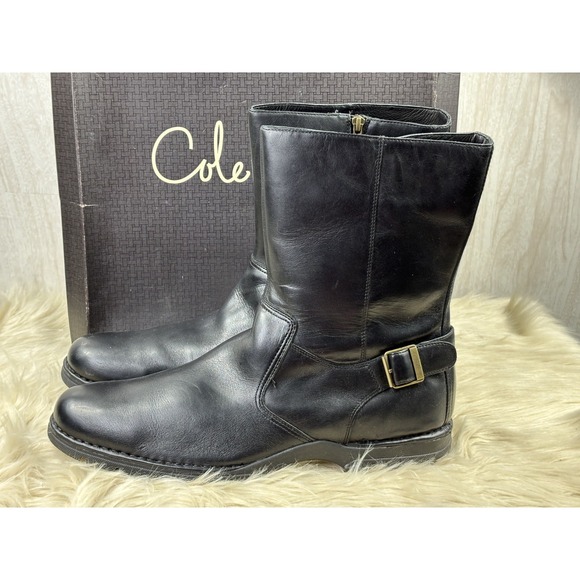 Cole Haan Air Reno Engineer Boots Mens 16M Black Leather Buckle Zip w/ Box main image 8